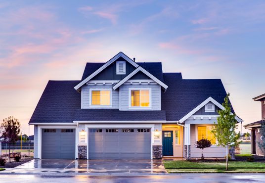 Suburban House at Sunset